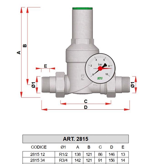 Редуктор давления с манометром Far