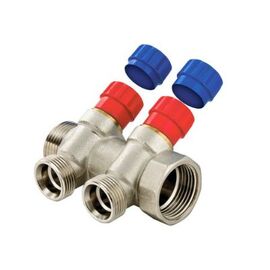 Valtec VTc.560.NE Коллектор с регулирующими вентилями и комплектом ручек, Кол-во выходов: 2 выхода, Размер: 1 на 3/4