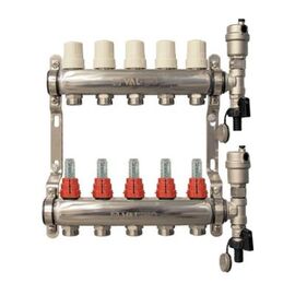 Valtec VTc.589.EMNX Коллекторный блок из нержавеющей стали со встроенными расходомерами, Кол-во выходов: 3 выхода