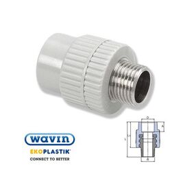 Ekoplastik Переход с металлической наружной резьбой, Размер: 20 на 1/2