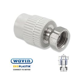 Ekoplastik Переход с металлической вставкой и накидной гайкой, Размер: 20 на 1/2