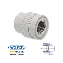 Ekoplastik Переходник с металлической внутренней резьбой, Размер: 20 на 1/2