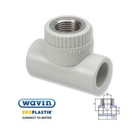Ekoplastik Тройник с металлической внутренней резьбой, Размер: 20 на 1/2