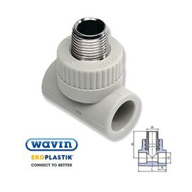 Ekoplastik Тройник с металлической наружной резьбой, Размер: 20 на 1/2