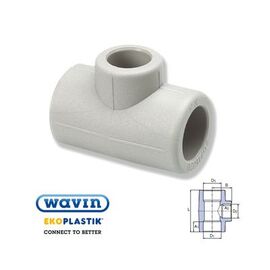 Ekoplastik полипропиленовый тройник с переходом, Размер: 25 на 20