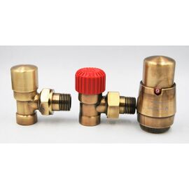 Vario Term Royal ROGS0211CFK угловой комплект для подключения радиатора, Цвет: Античная латунь, Тип подключения (разное): Угловой, Цвет: Античная латунь