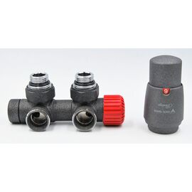 Vario Term TWINS TSGS0205CFK/L угловой комплект для подключения радиатора, Цвет: Графит структурный, Тип подключения (разное): Угловой, Цвет: Графит, Модификация: Левый