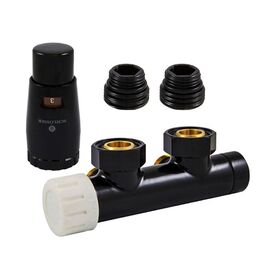 Schlosser Duo-Plex 602100102.RAL9005 угловой комплект для подключения радиатора, Цвет: Черный