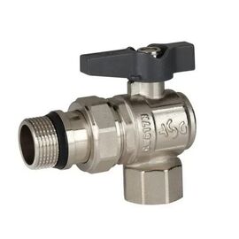 Кран радіаторний кульовий із згоном (американкою) кутовий ASG+, Розмір: 3/4