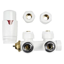 Комплект термостатичний з термоголовкою Warm Well (Білий, Кутовий)