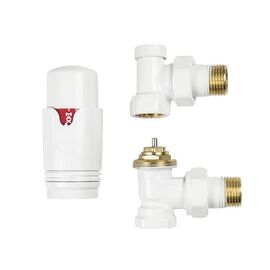 Радіаторний комплект з термоголовкою Warm Well (Білий, кутовий)