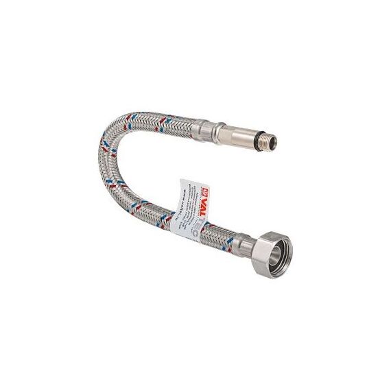 Valtec VTf.004.IS Подводка гибкая для смесителя с ниппелем из нержавеющей стали и штуцером 35 мм, Длина точная: 300