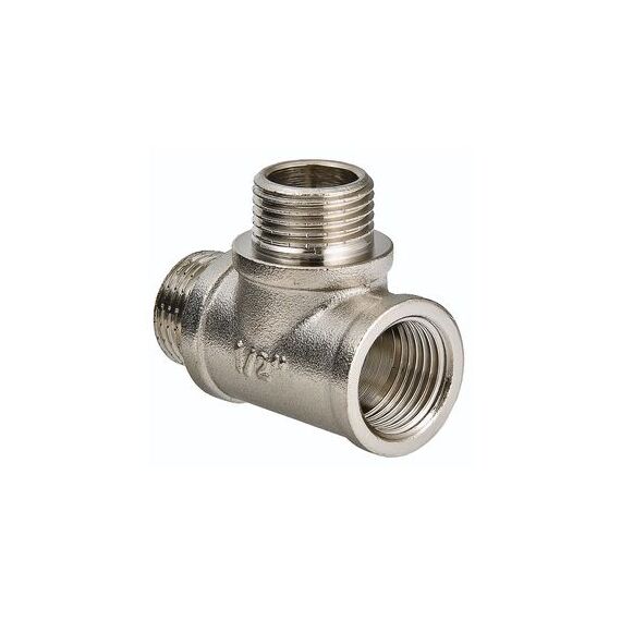 Valtec VTr.133.N Фитинг резьбовой – тройник с двумя переходами на наружную резьбу, Размер: 1/2