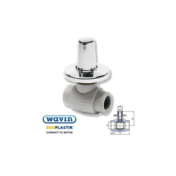 Ekoplastik Кран кульовий під штукатурку з металевою кришкою, Діаметр: 20