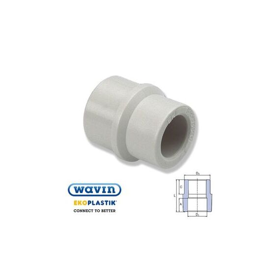 Ekoplastik Муфта полипропиленовая переходная внутренняя-наружная, Размер: 25 на 20