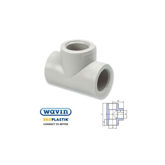 Ekoplastik полипропиленовый тройник, Размер: 20 мм