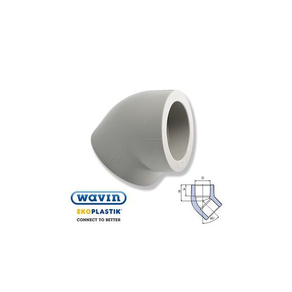 Ekoplastik полипропиленовый уголок 45°, Размер: 20 мм