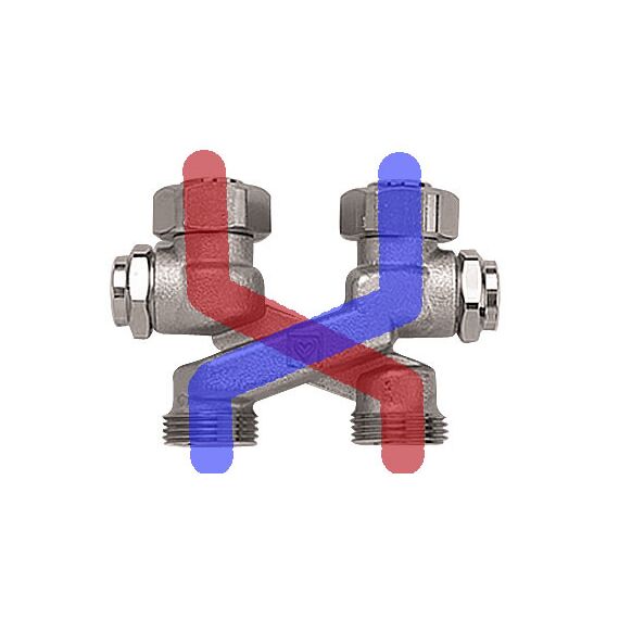 Узел нижнего подключения радиатора перекрестный (крестообразный) Herz, фото 3