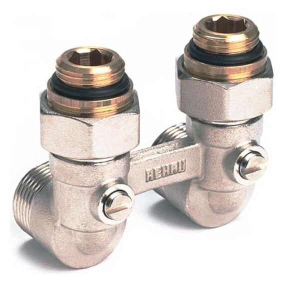 Rehau Rautitan Блок шаровых кранов с соединительным ниппелем, угловой