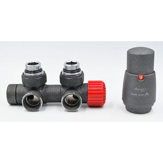 Vario Term TWINS TSGS0205CFK/P угловой комплект для подключения радиатора, Цвет: Графит структурный, Тип подключения (разное): Угловой, Цвет: Графит, Модификация: Правый