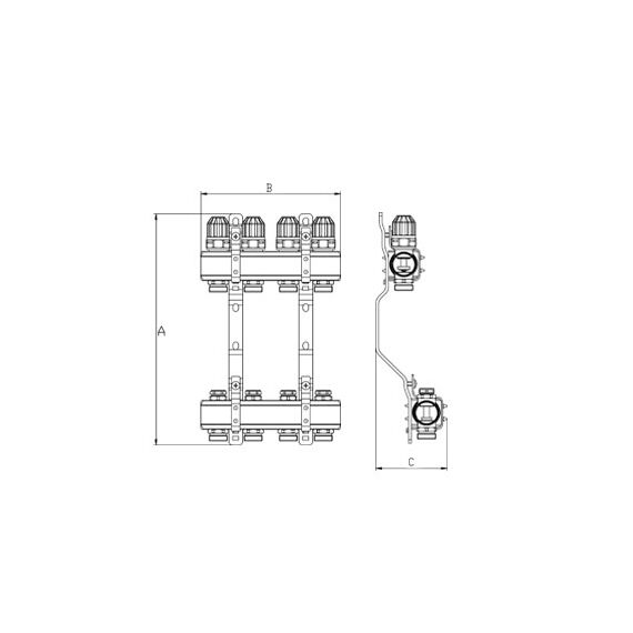 Fado KRZ02 Коллекторный блок с запорными клапанами, Кол-во выходов: 2 выхода