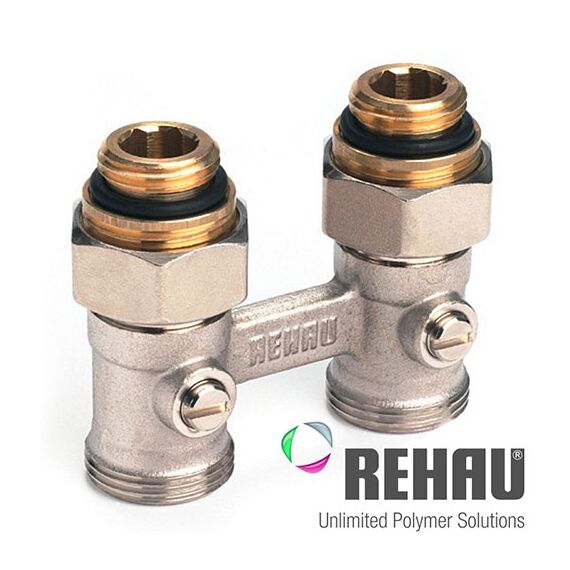 Rehau Rautitan Блок шаровых кранов с соединительным ниппелем, прямой