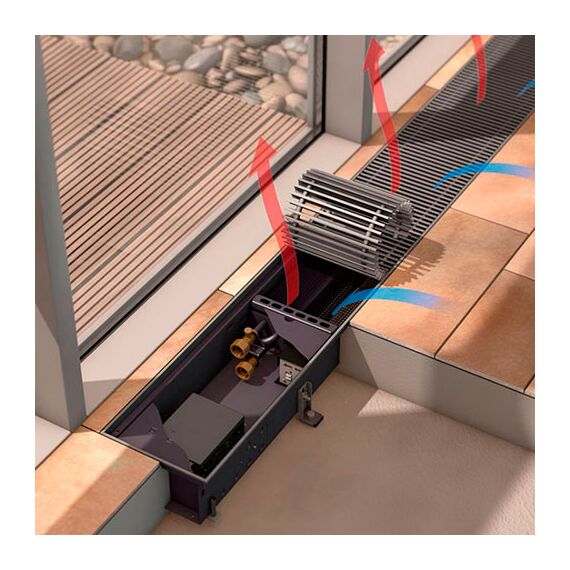 Внутрішньопідлоговий конвектор Kampmann Katherm QK, Висота точна: 112, Довжина точна: 1000, Ширина: 182