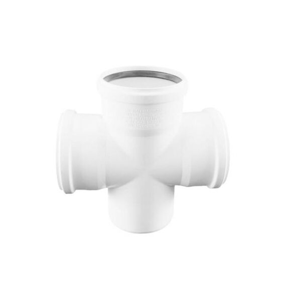 Хрестовина одноплощинна Raupiano PLUS з розтрубом та гумовим сальником Rehau, Кут нахилу: 45°, Розмір: 110 мм