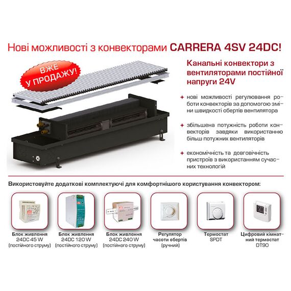 Carrera 4SV2 | Внутрішньопідлоговий конвектор (примусова конвекція), Висота точна: 110, Ширина: 280, Довжина точна: 1000, фото 4