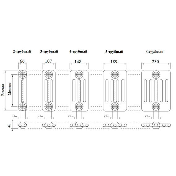 Трубчастий радіатор Cordivari Ardesia, Висота точна: 300, Довжина точна: 460, Трубність: 2-х рядний, фото 8