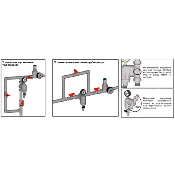 Хромированный фильтр с манометром Far FA 39A6, Размер: 1/2, Модификация: С манометром